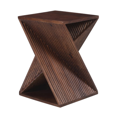 SIMIA - Table appoint bout de canapé en bois de manguier foncé