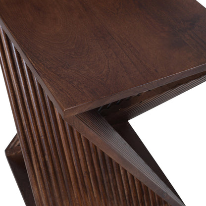 SIMIA - Table appoint bout de canapé en bois de manguier foncé