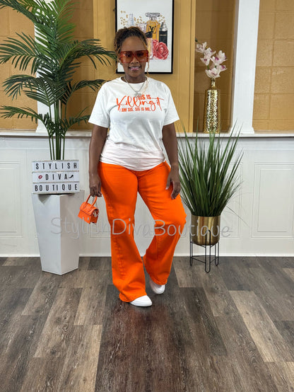 Sis Is Killing It Graphic Tee (White Shirt/Orange Print)