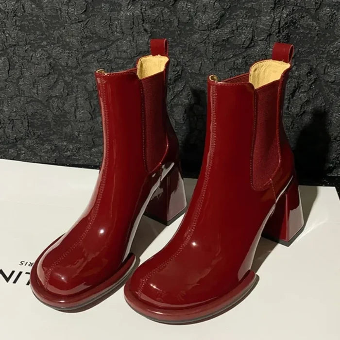 Slip On Ankle Heel Rain Booties
