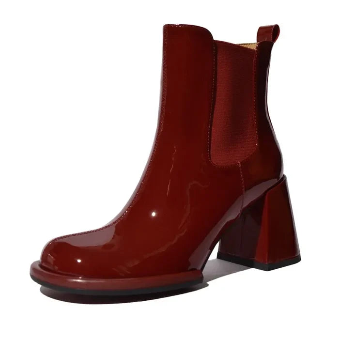 Slip On Ankle Heel Rain Booties