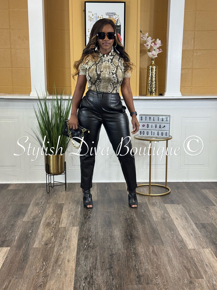 Snake Print Bodysuit (Brown)
