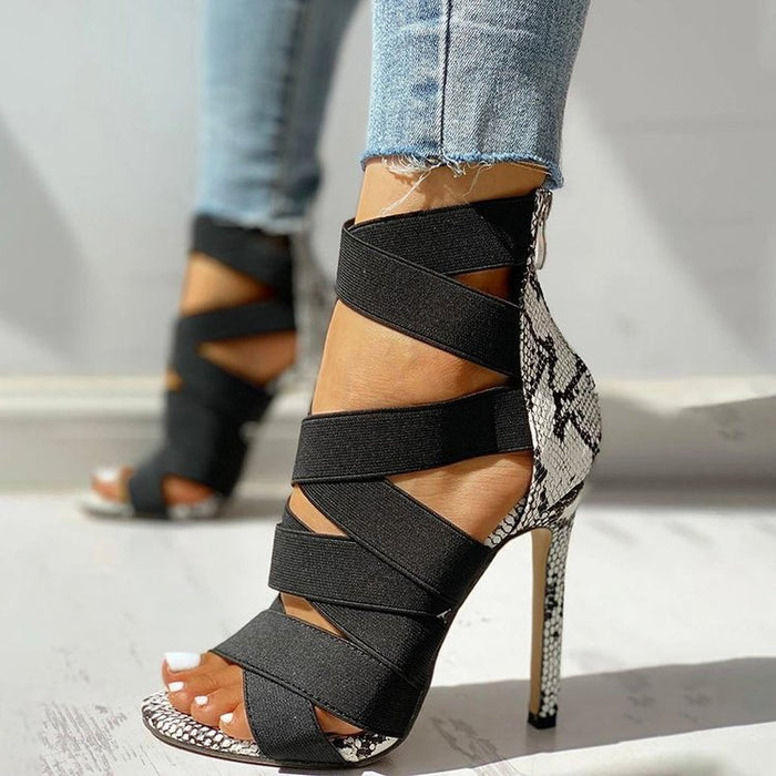 Rhinestone Gladiator Sandals- Sansa Costa