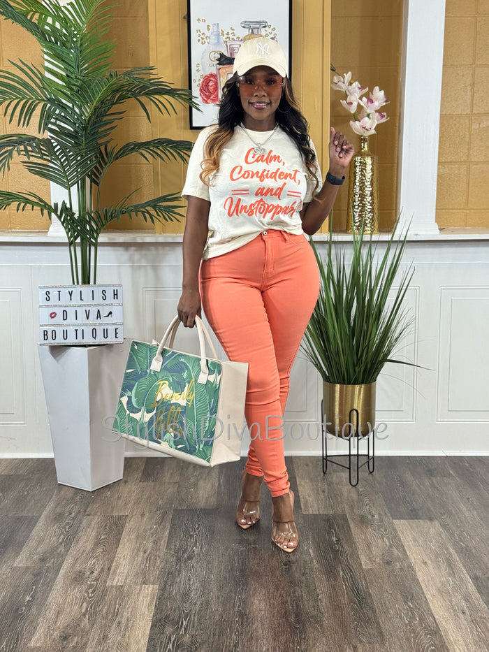 So Curvy Signature Skinny Jeans up to 2XL (Coral)