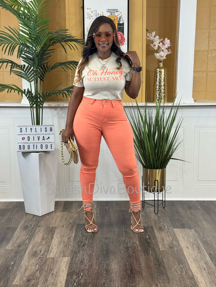 So Curvy Signature Skinny Jeans up to 2XL (Coral)