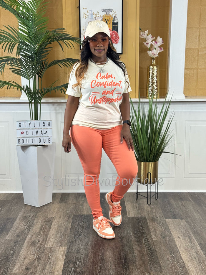 So Curvy Signature Skinny Jeans up to 2XL (Coral)