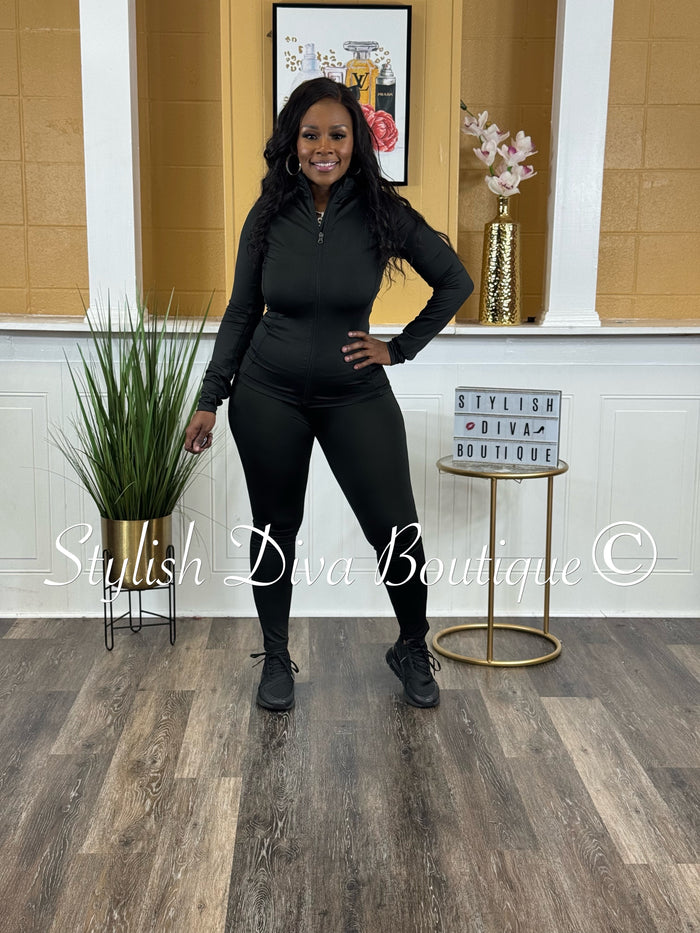 Sporty Girl 4 Piece Active Set (Black)