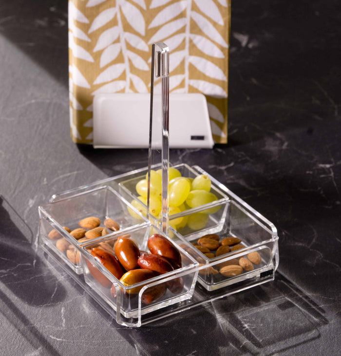 Square Appetizer Tray with 4 Compartments