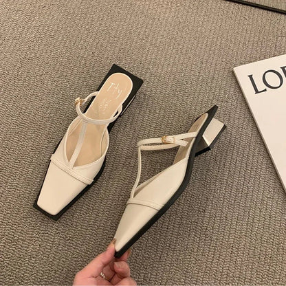 Square T-Strap Flat Mules