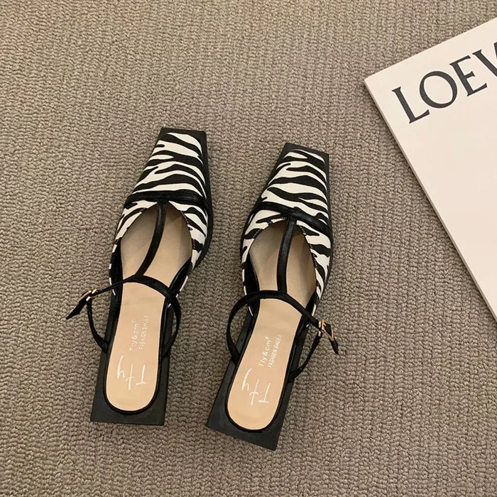 Square T-Strap Flat Mules