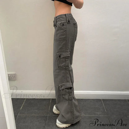 Straight High Waist Vintage Cargo Trousers