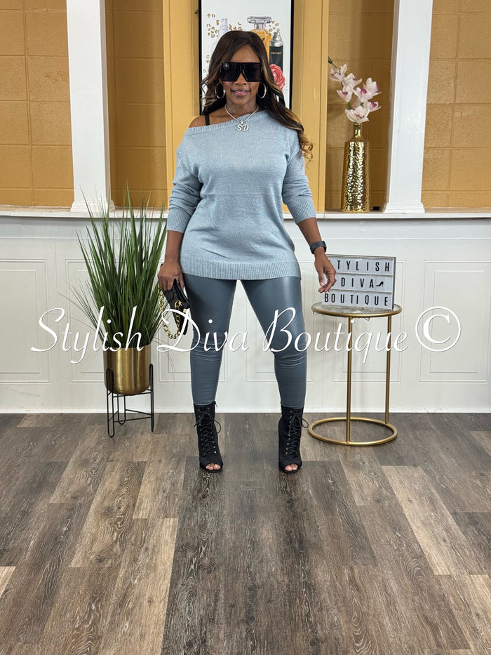 Tena Faux Leather Leggings (Denim Blue)
