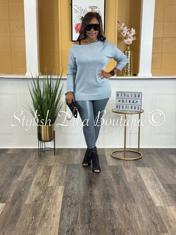 Tena Faux Leather Leggings (Denim Blue)