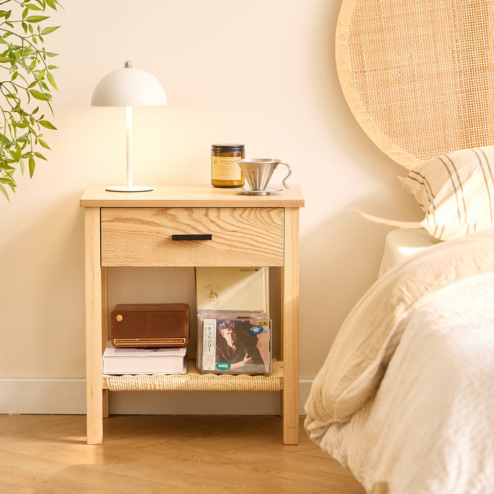 TENDO - Table de chevet 1 tiroir en corde naturelle