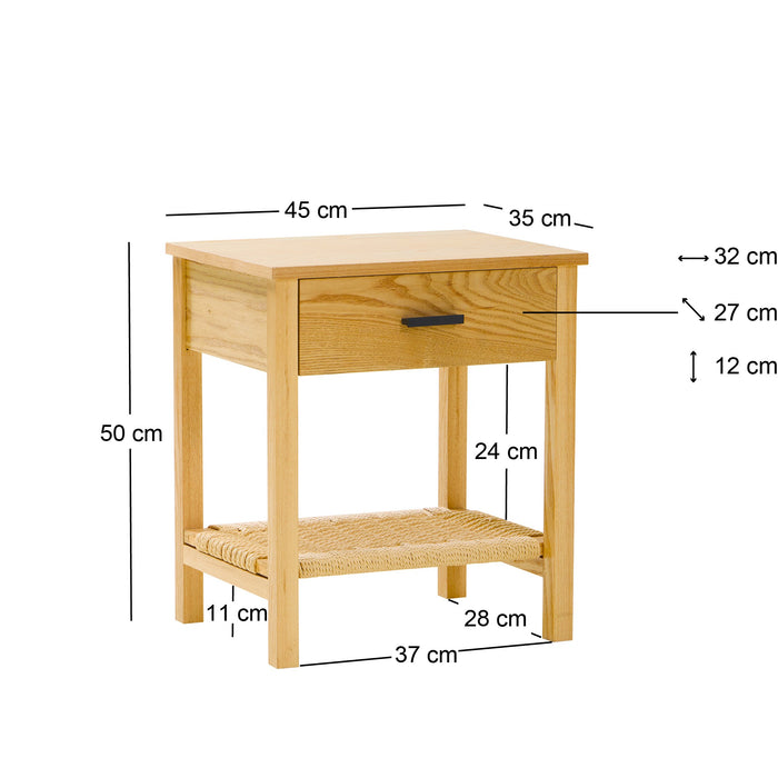 TENDO - Table de chevet 1 tiroir en corde naturelle