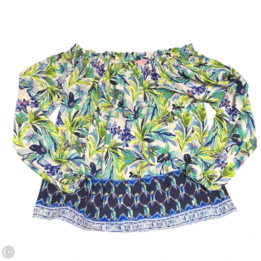 Top Long Sleeve Designer By Lilly Pulitzer In Blue & Green, Size: S