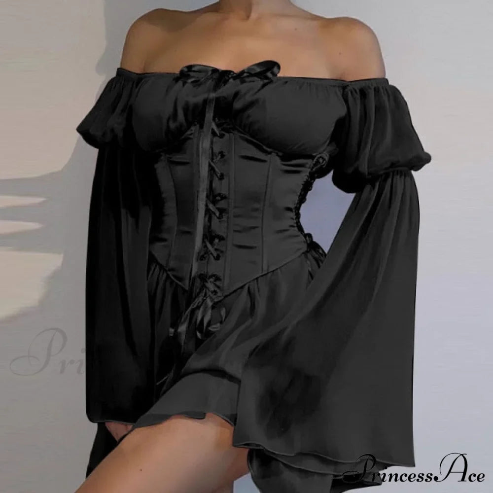 Vintage Flare Sleeve Party Bandage Mini Dress