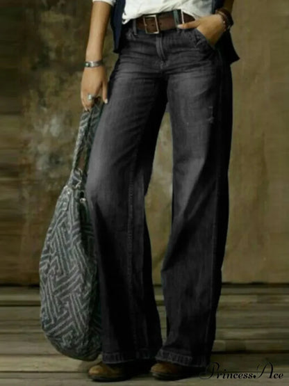 Vintage Style Loose Wide Leg Streetwear Denim Jean