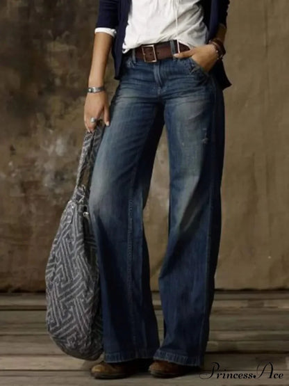 Vintage Style Loose Wide Leg Streetwear Denim Jean