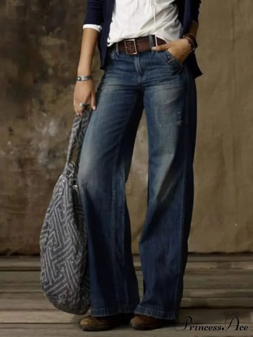 Vintage Style Loose Wide Leg Streetwear Denim Jean