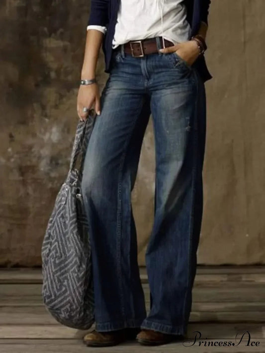 Vintage Style Loose Wide Leg Streetwear Denim Jean