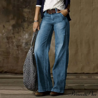 Vintage Style Loose Wide Leg Streetwear Denim Jean