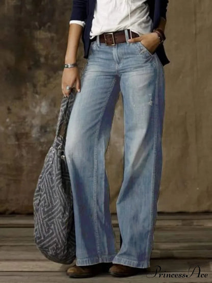 Vintage Style Loose Wide Leg Streetwear Denim Jean