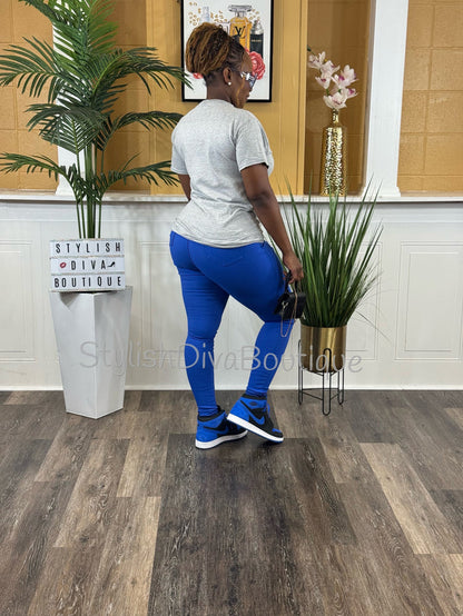 Walking By Faith Graphic Tee (Royal Blue Print)
