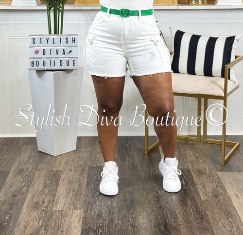 Willow Denim Shorts (White)