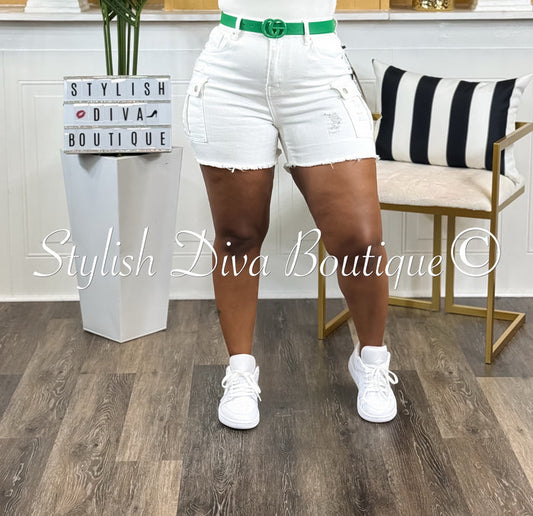 Willow Denim Shorts (White)