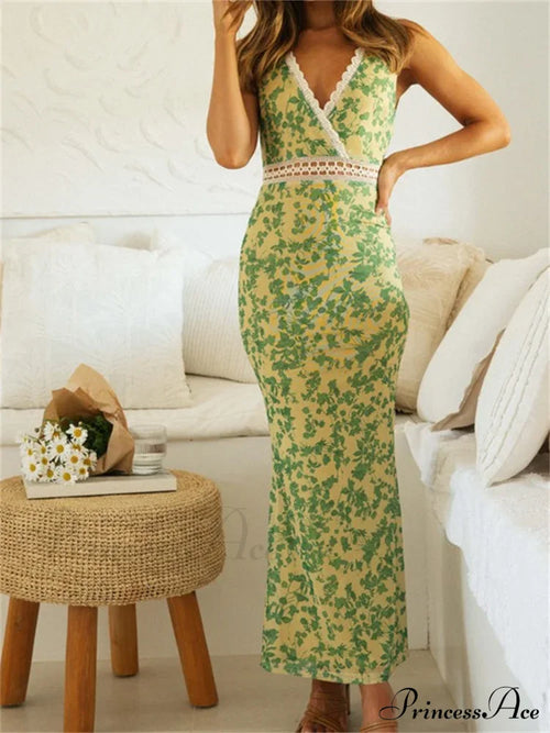 Women Sleeveless Lace Trim Tank Summer Floral Print Party for Cocktail Beach Club Vestido Streetwear