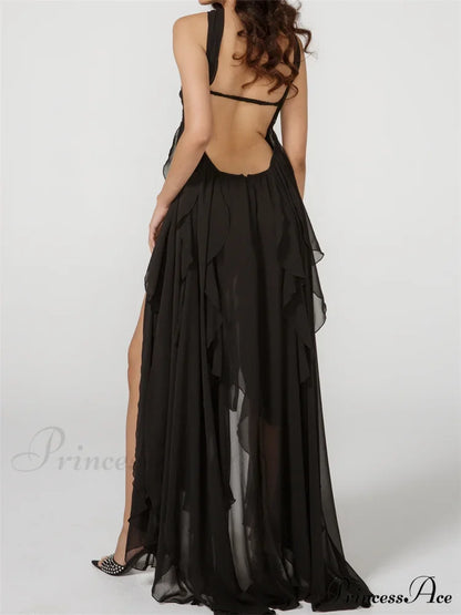 Y2K Strapless Ruffle Backless Party Dress