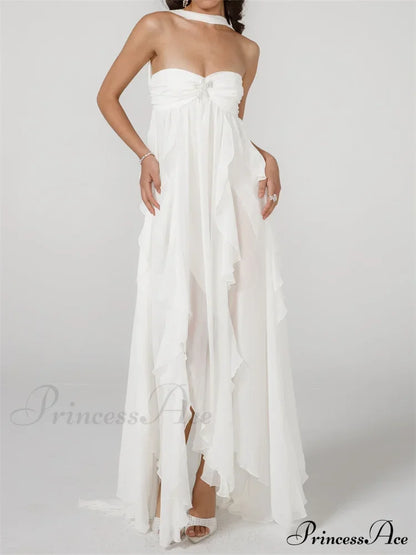 Y2K Strapless Ruffle Backless Party Dress